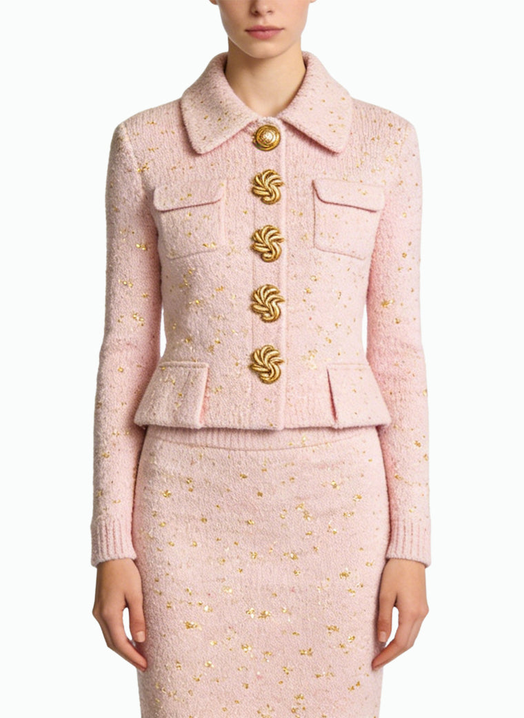 Women's Elegant Button-front Short Coat