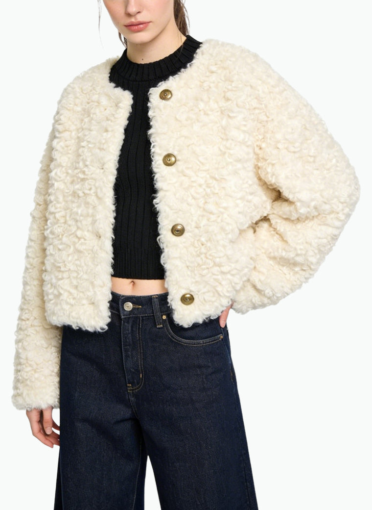 Women's Fashionable Cropped Button-front Coat