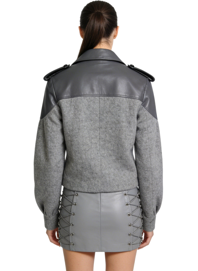 Women's Color-block Double-breasted Short Coat