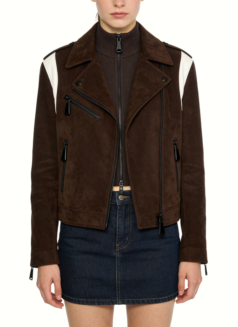 Women's Minimalist Contrast-panel Short Coat