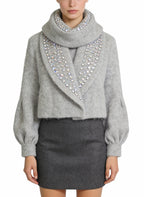 Women's Scarf-collar Wrap-front Short Coat