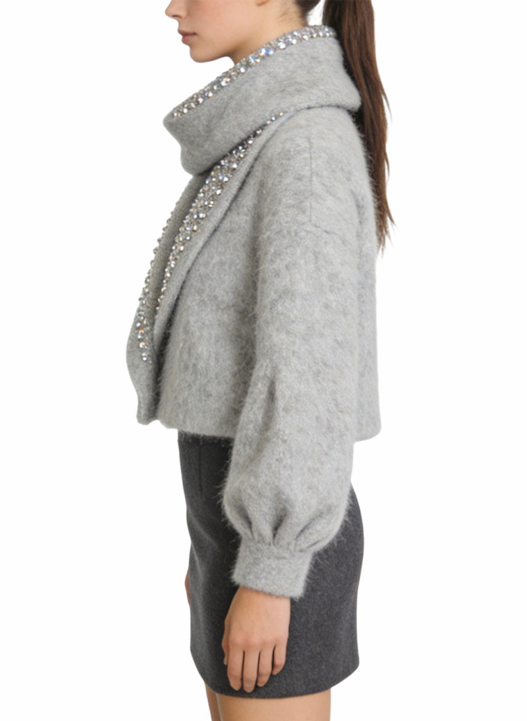 Women's Scarf-collar Wrap-front Short Coat