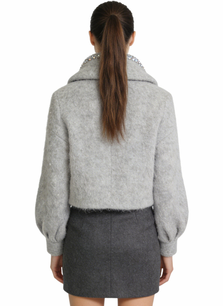 Women's Scarf-collar Wrap-front Short Coat