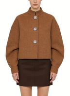Women's Minimalistr Button-front Short Coat