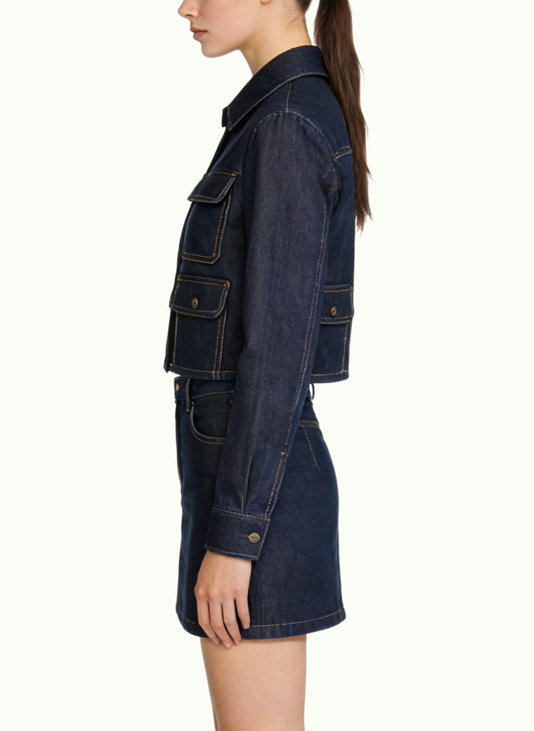 Women's Utility Pocket High-waist Short Coat