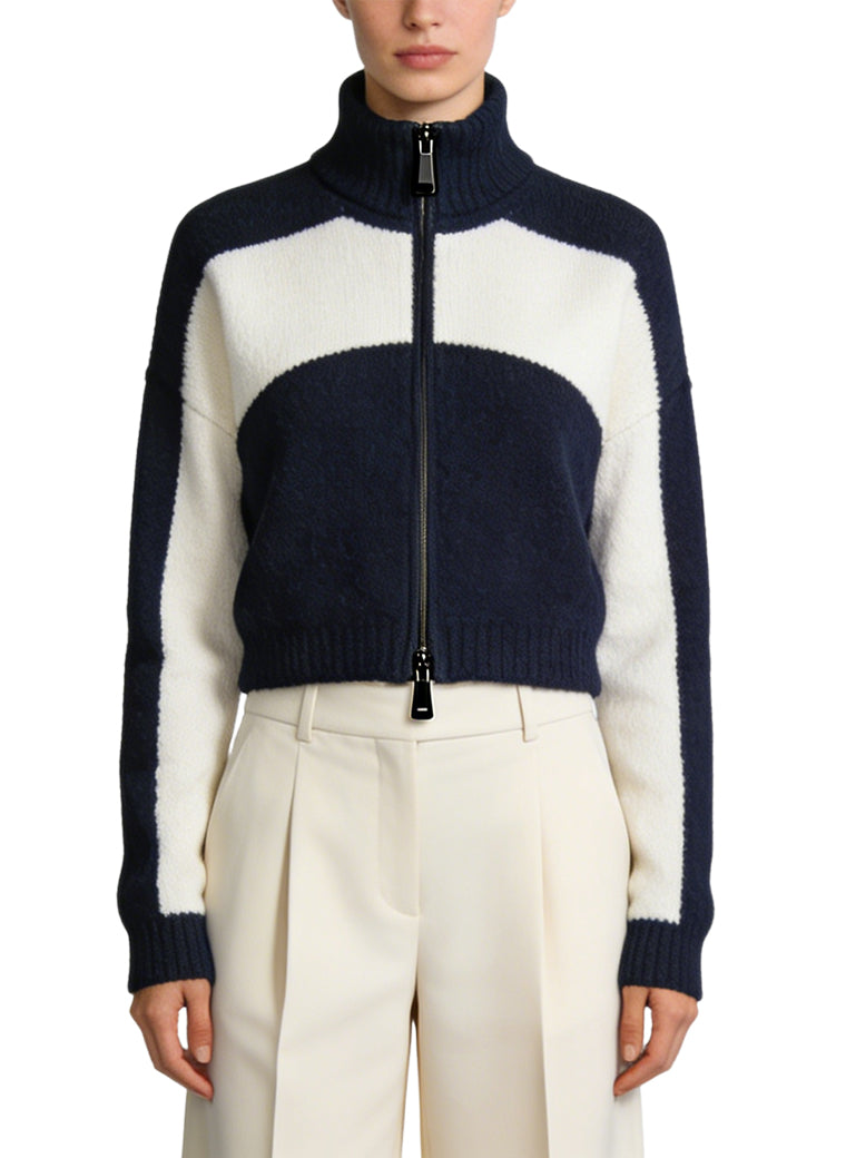 Women's Retro Color-block Zip-up Track Coat
