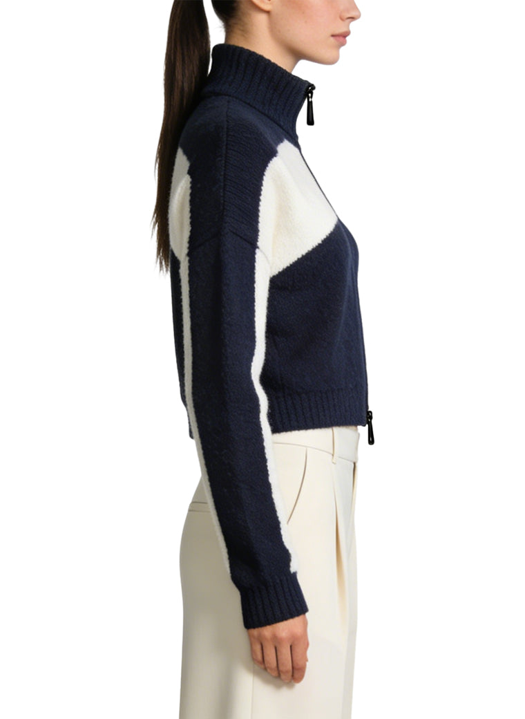 Women's Retro Color-block Zip-up Track Coat