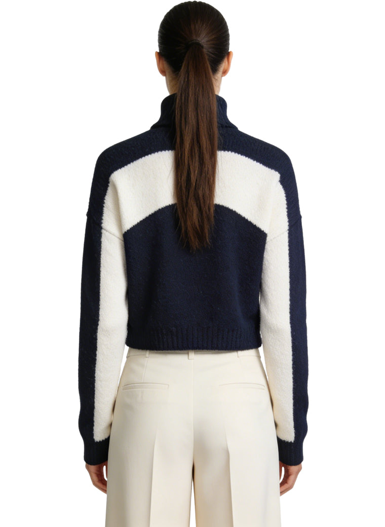 Women's Retro Color-block Zip-up Track Coat