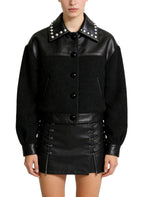 Women's Button-front Leather-style Coat
