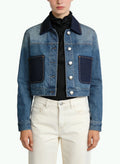 Women's Contrast-panel Denim Button-front Coat