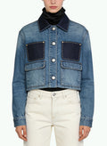 Women's Retro Contrast-panel Denim Coat