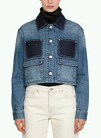 Women's Retro Contrast-panel Denim Coat