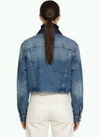 Women's Retro Contrast-panel Denim Coat