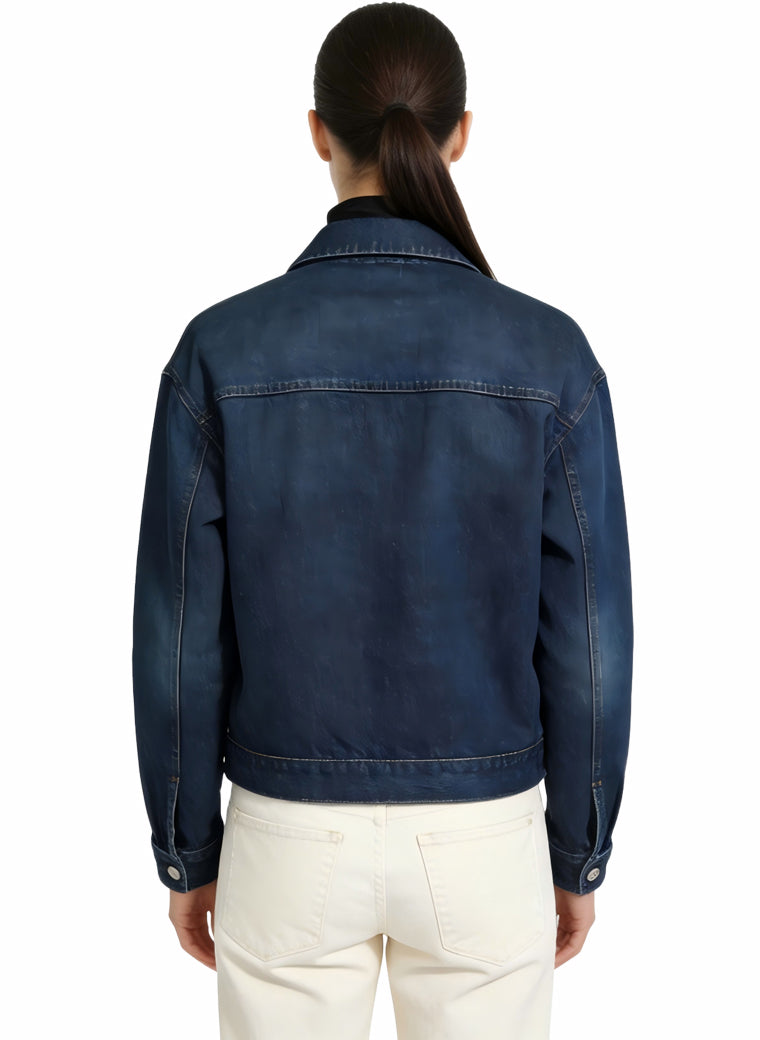 Women's Utility Pocket Denim Button-front Coat