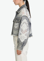 Women's Distressed Denim Cropped Coat