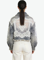Women's Distressed Denim Cropped Coat