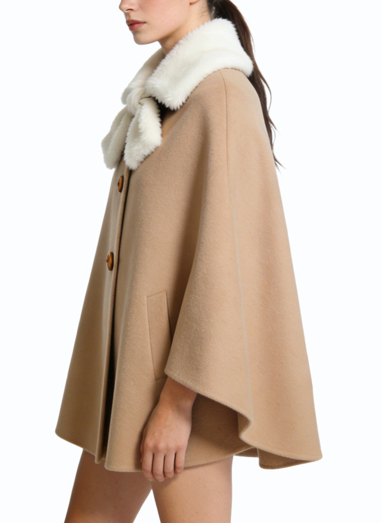 Women's Bow-collar Wrap-front Short Coat