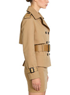 Women's Belted Waist Trench-style Short Coat