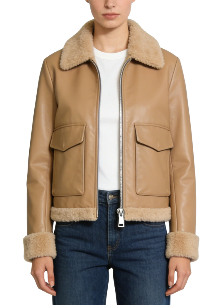 Women's Lapel-collar Utility Pocket Short Coat