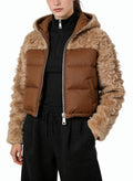 Women's Contrast-panel Fleece-lined Short Coat