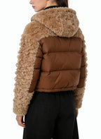 Women's Contrast-panel Fleece-lined Short Coat