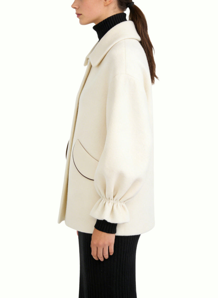 Women's Lapel-collar Button-front Short Coat