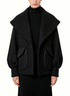 Women's Oversized Lapel Pocket-detail Coat