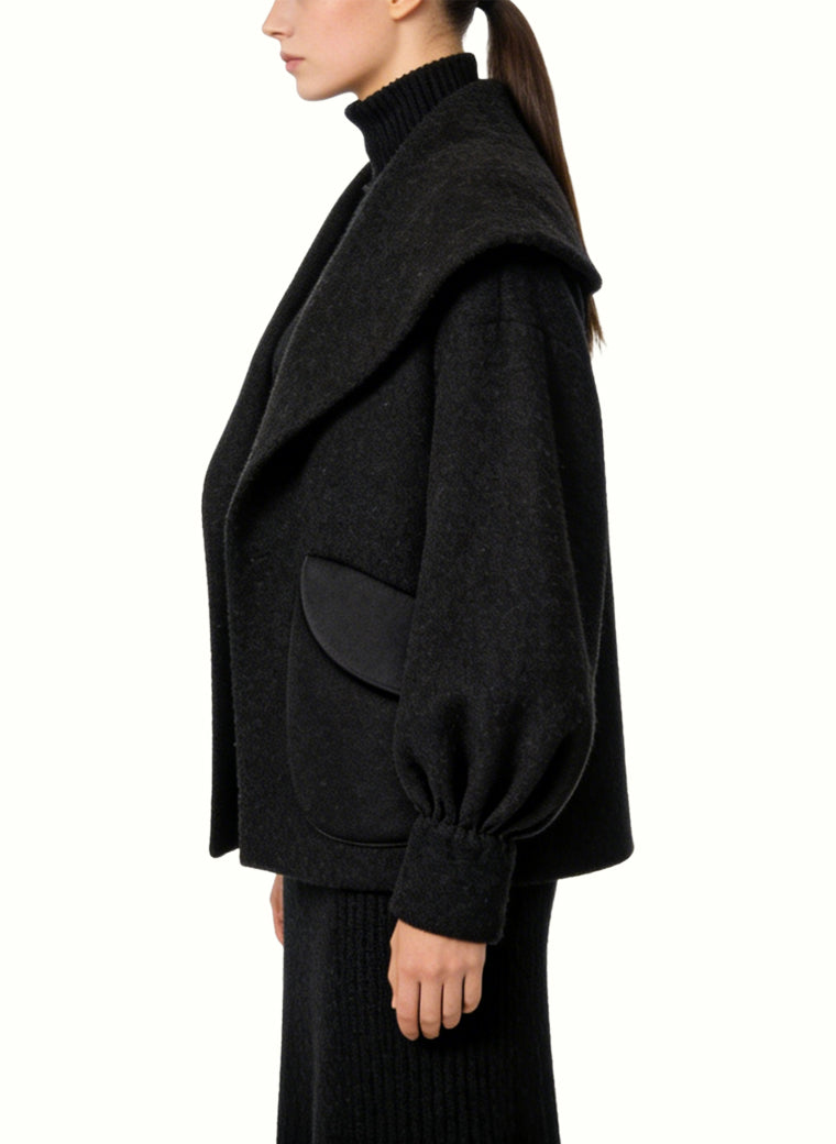 Women's Oversized Lapel Pocket-detail Coat