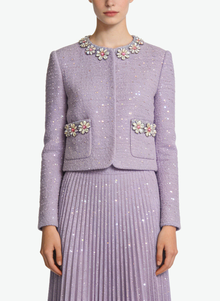 Women's Round-neck Button-front Cropped Coat