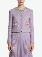 Women's Round-neck Button-front Cropped Coat