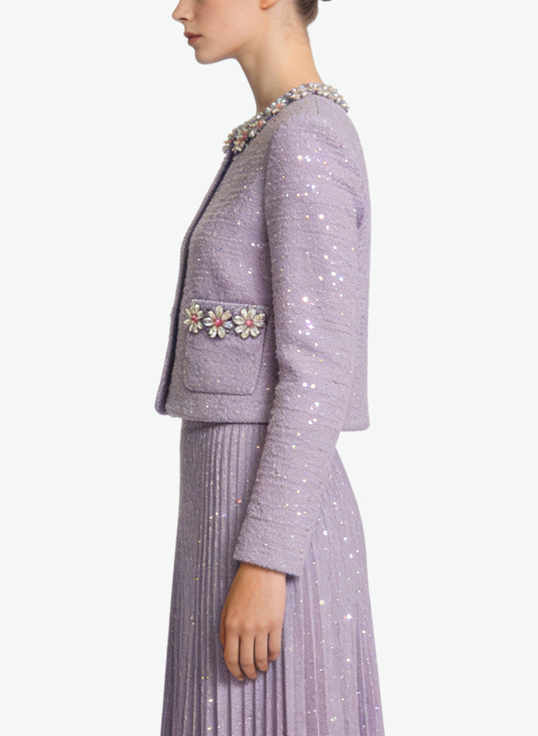 Women's Round-neck Button-front Cropped Coat