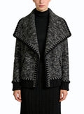 Women's Lapel Contrast-stitch Open-front Coat