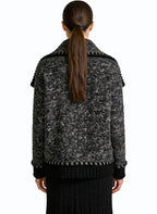 Women's Lapel Contrast-stitch Open-front Coat
