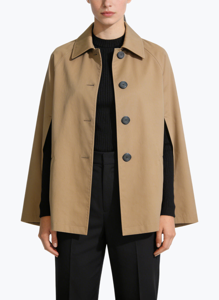 Women's Cape-sleeve Button-front Trench-style Coat