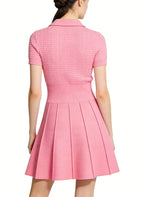 Gentle Polo Neck Fitted Waist Preppy Style Dress