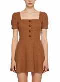 Simple Square Neck Puff Sleeve Versatile Casual Dress