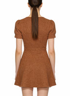 Simple Square Neck Puff Sleeve Versatile Casual Dress