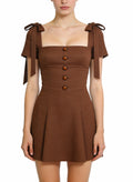 Square Neck A-Line Skirt Girlish Style Dress