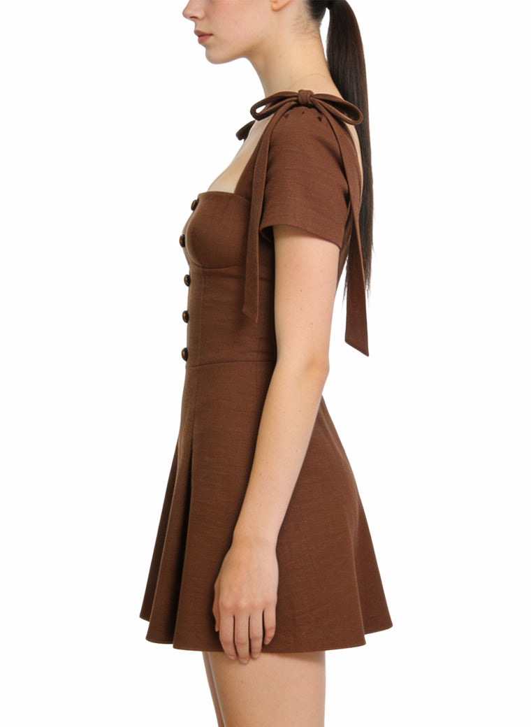 Square Neck A-Line Skirt Girlish Style Dress
