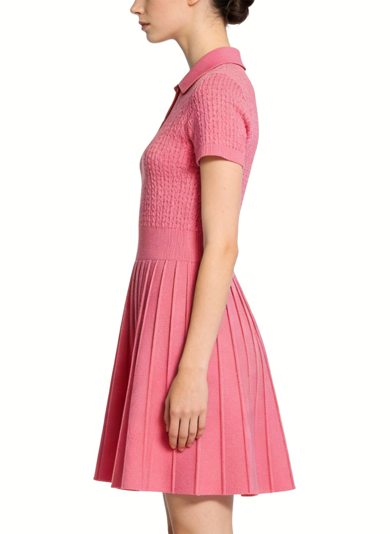 Gentle Polo Neck Fitted Waist Preppy Style Dress