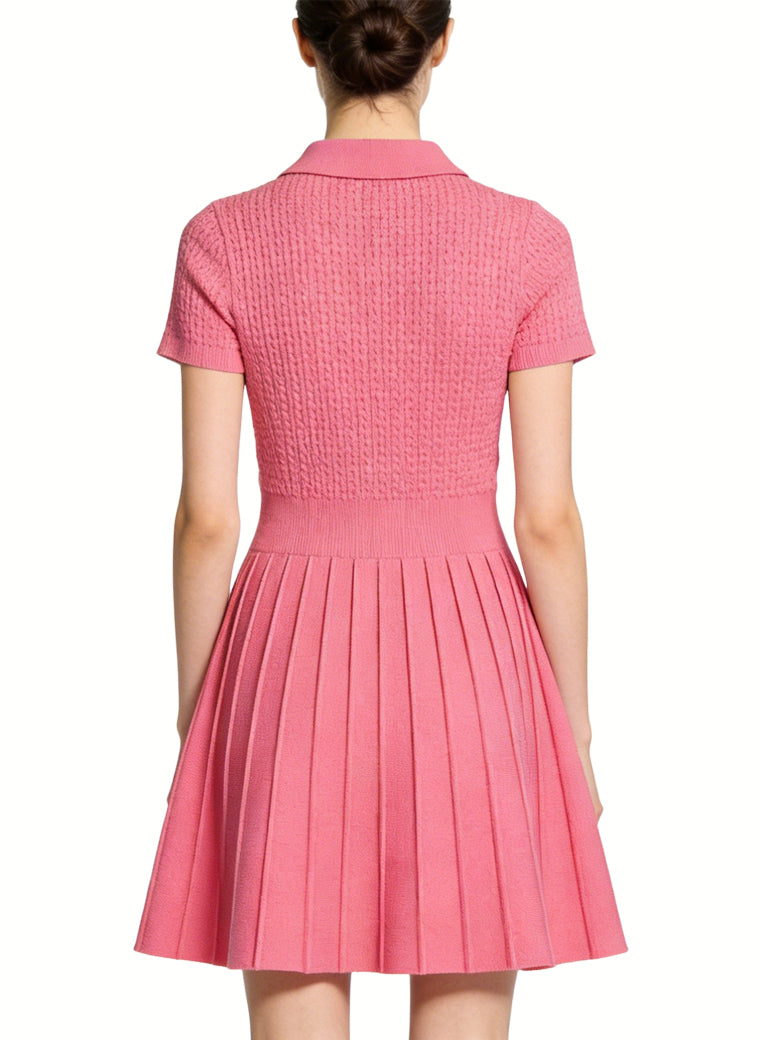 Gentle Polo Neck Fitted Waist Preppy Style Dress