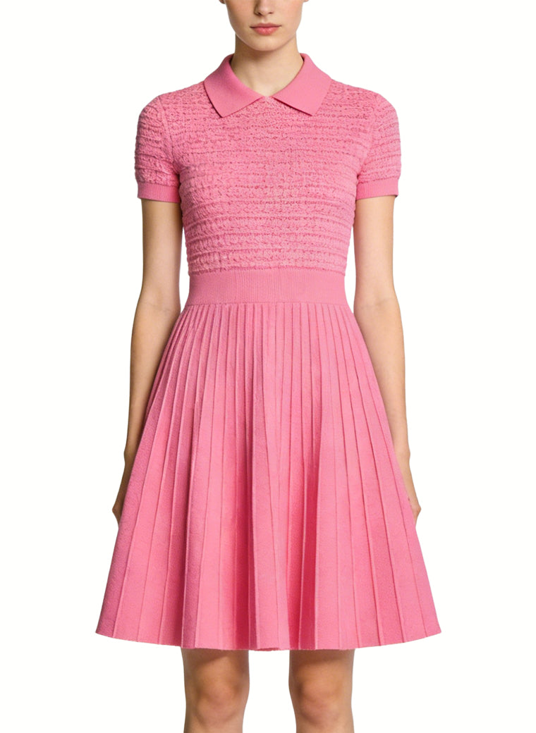 Gentle Polo Neck Fitted Waist Preppy Style Dress