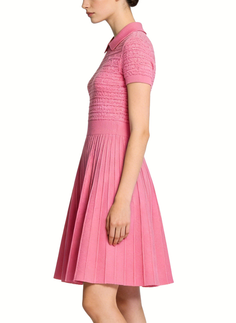 Gentle Polo Neck Fitted Waist Preppy Style Dress