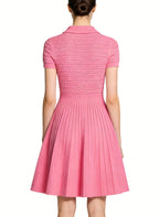 Gentle Polo Neck Fitted Waist Preppy Style Dress