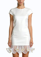 Round Neck Short Sleeve Fitted Waist Elegant Dress