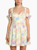 Square Neck Off-Shoulder Floral Dress for Women