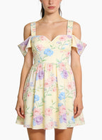 Square Neck Off-Shoulder Floral Dress for Women