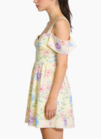 Square Neck Off-Shoulder Floral Dress for Women
