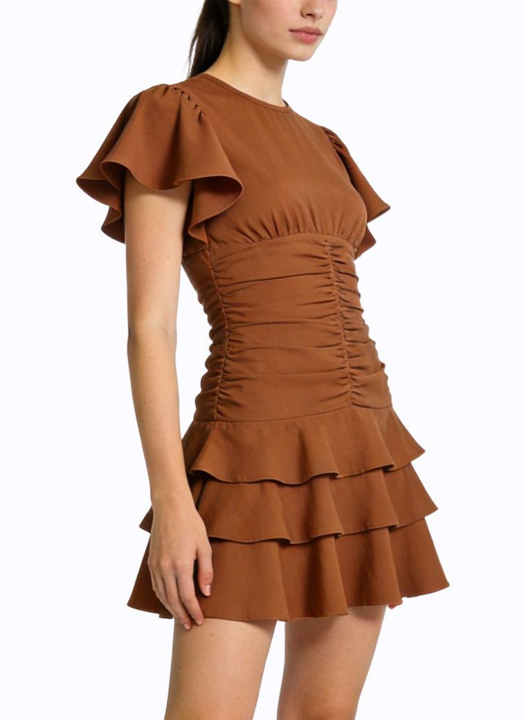 Round Neck Short Sleeve Gentle Casual Dress for Women
