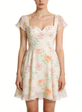 Square Neck Floral Print Gentle Pastoral Style Dress
